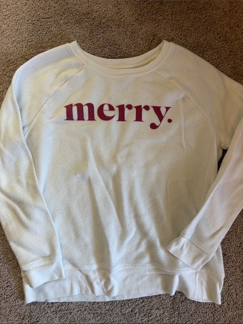 Cream 'Merry' Graphic Crewneck Sweatshirt